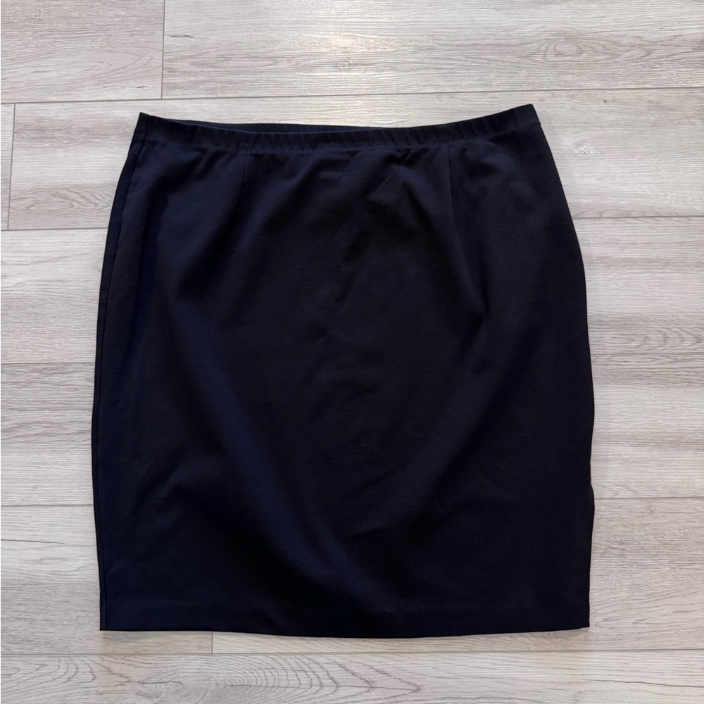 Eileen Fisher Pencil Skirt Plus Sz 2X Tencel Stretch Ponte BLACK Italian Yarn